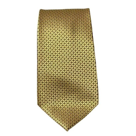 Gold Geoffrey Beene Silk Tie With Geometric Pattern - Picture 4 of 8